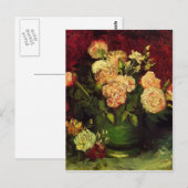フィンセント・ヴァン・ゴッホ、牡丹とバラのボウル ポストカード (正面/裏面)