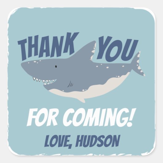 フィンタスティックハッピーシャーク誕生日サンキュービター スクエアシール (正面)