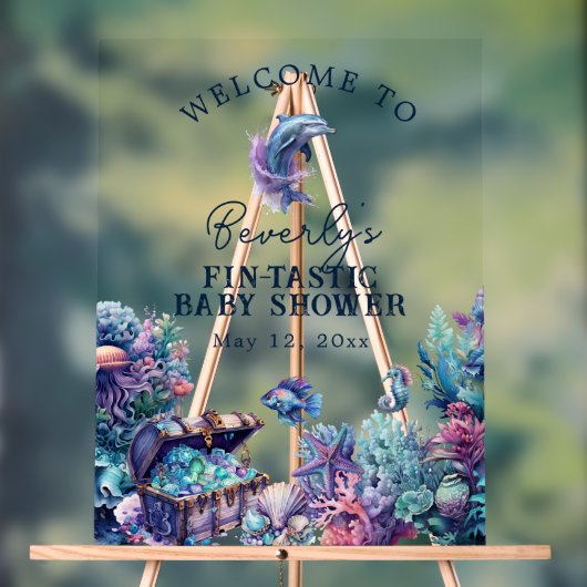 フィンタスティックモダンワン素朴ウォーター色ベビーシャワー アクリルサイン (ニュートラル)