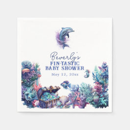 フィンタスティックモダンワン素朴ウォーター色ベビーシャワー スタンダードカクテルナプキン
