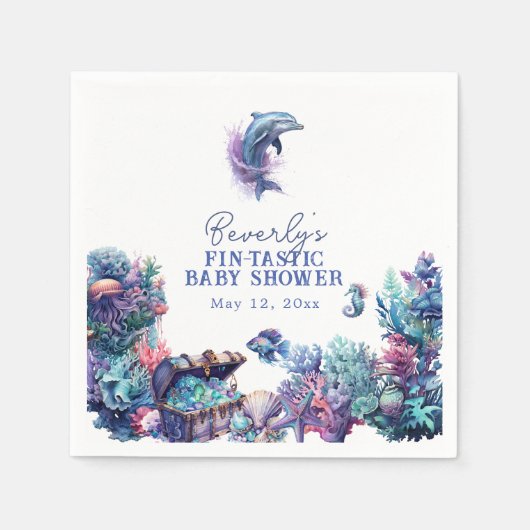 フィンタスティックモダンワン素朴ウォーター色ベビーシャワー スタンダードカクテルナプキン (正面)