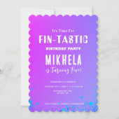 フィンタスティック人魚テーマ背景誕生日 招待状 (正面)