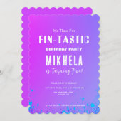 フィンタスティック人魚テーマ背景誕生日 招待状 (正面/裏面)
