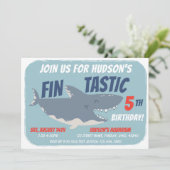 フィンタスティック幸せサメ誕生日パーティー、任意の年齢 招待状 (スタンド正面)