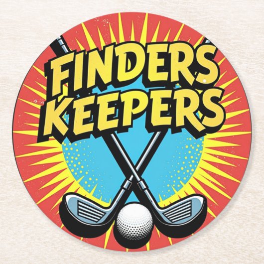 フィンダースキーパーズゴルフクラブデザイン ラウンドペーパーコースター (正面)