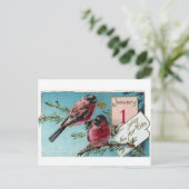 フィンチズオンパインツリーヴィンテージ新年 シーズンポストカード (スタンド正面)