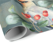 フィンチバード、クリスマスグリーン、レッドベリー ラッピングペーパー (ロールコーナー)