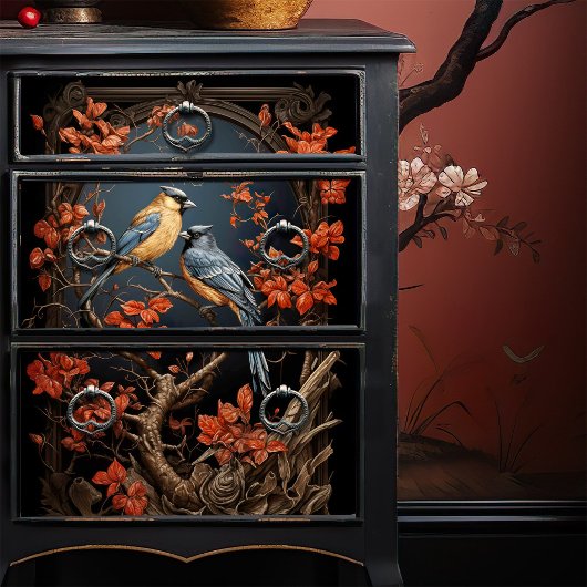 フィンチビクトリアンーズ日本のラッカースタイルデコップ 薄葉紙