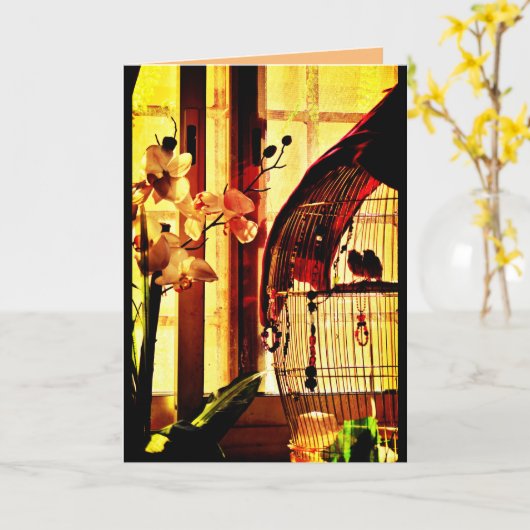 フィンチ・ラブ カード (黄色い花)