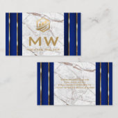 フィンテックのアイコン | ホワイトマーブル | 金ゴールドブルー詳細 名刺 (正面/裏面)