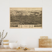 フィンドレイオハイオ1889アンティークパノラママップ ポスター (キッチン)