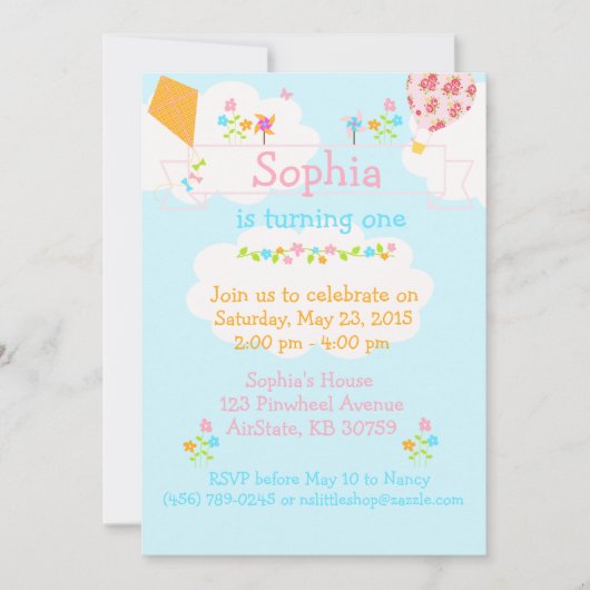 フィンホイール·エアバルーン凧花の招待 招待状 (正面)