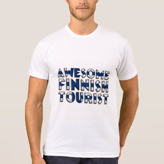 フィンランドおもしろい素晴らし観光客国旗のタイポグラフィ Tシャツ (正面)