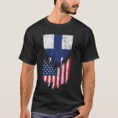 フィンランドで引き裂かれたフィンランドを破ったフィンランドのアメリカ国旗 Tシャツ (正面)