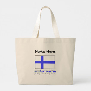 フィンランドとフィンランド国旗のカスタマイズ ラージトートバッグ