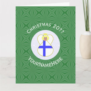 フィンランドのエンジェルクリスマスパーソナライズされた国旗 カード
