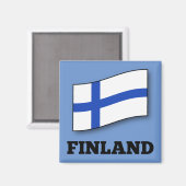 フィンランドのカスタムデザイン国旗 マグネット (正面/裏面)