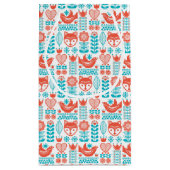 フィンランドのキツネ及び鳥の民芸パターン スモールペーパーバッグ (裏面)