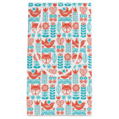 フィンランドのキツネ及び鳥の民芸パターン スモールペーパーバッグ (正面)