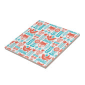 フィンランドのキツネ及び鳥の民芸パターン タイル (側面)