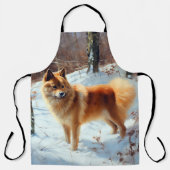 フィンランドのスピッツ雪のクリスマス エプロン (正面)