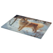 フィンランドのスピッツ雪のクリスマス カッティングボード (角)