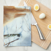 フィンランドのスピッツ雪のクリスマス キッチンタオル (四つ折り)