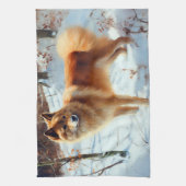 フィンランドのスピッツ雪のクリスマス キッチンタオル (縦)