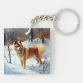 フィンランドのスピッツ雪のクリスマス キーホルダー (裏面)