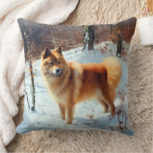 フィンランドのスピッツ雪のクリスマス クッション (ブランケット)