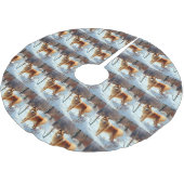 フィンランドのスピッツ雪のクリスマス ブラッシュドポリエステルツリースカート (アングル)