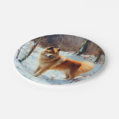 フィンランドのスピッツ雪のクリスマス ペーパープレート (アングル)