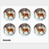 フィンランドのスピッツ雪のクリスマス ラウンドシール (シート)