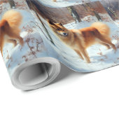 フィンランドのスピッツ雪のクリスマス ラッピングペーパー (ロールコーナー)