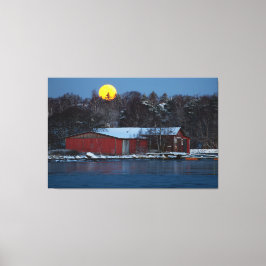 フィンランドのヘルシンキにある赤い木造の家 キャンバスプリント