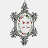 フィンランドのメリークリスマスリースヒヴァジュラ スノーフレークピューターオーナメント (左)