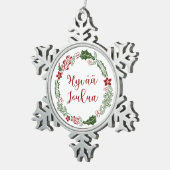 フィンランドのメリークリスマスリースヒヴァジュラ スノーフレークピューターオーナメント (右)