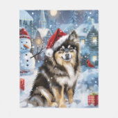 フィンランドのラプンドウィンターワンダーランドクリスマスジョイ フリースブランケット (正面)
