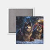 フィンランドのラプンドスノースイスクリスマスデコール マグネット (正面/裏面)