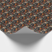 フィンランドのラプンドドッグとクリスマスプレゼント暖炉 ラッピングペーパー (角)