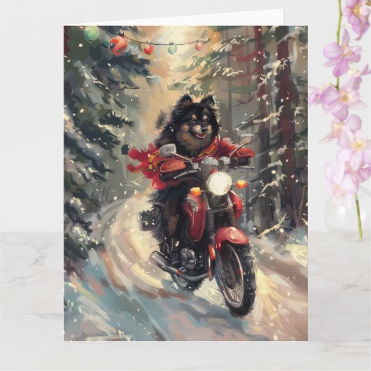フィンランドのラプンドドッグオートバイクリスマス カード (蘭)