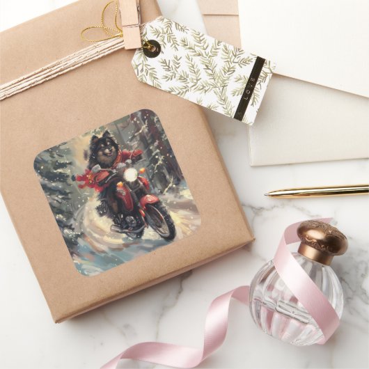 フィンランドのラプンドドッグオートバイクリスマス スクエアシール (ギフト)