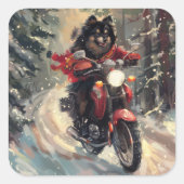 フィンランドのラプンドドッグオートバイクリスマス スクエアシール (正面)