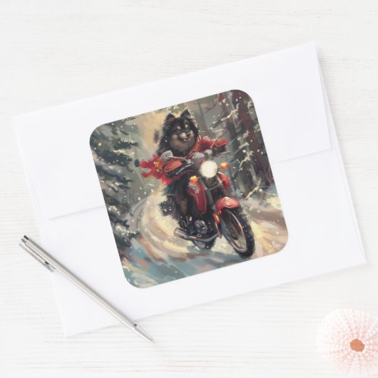 フィンランドのラプンドドッグオートバイクリスマス スクエアシール (封筒)