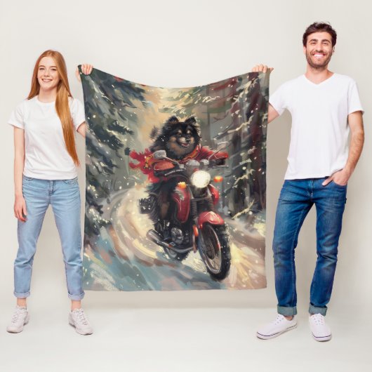 フィンランドのラプンドドッグオートバイクリスマス フリースブランケット (インサイチュ)