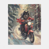 フィンランドのラプンドドッグオートバイクリスマス フリースブランケット (正面)