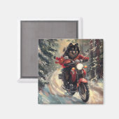 フィンランドのラプンドドッグオートバイクリスマス マグネット (正面/裏面)