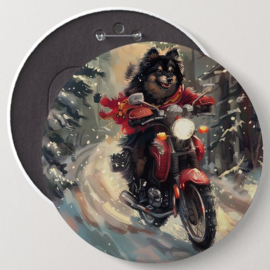 フィンランドのラプンドドッグオートバイクリスマス 缶バッジ (正面&裏面)