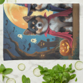 フィンランドのラプンドドッグスパンプキンハロウィンおもしろい キッチンタオル (折り畳み)