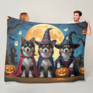 フィンランドのラプンドドッグスパンプキンハロウィンおもしろい フリースブランケット